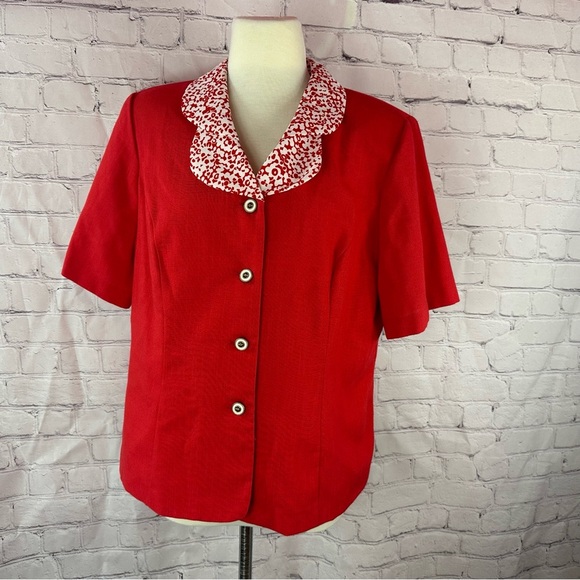 Breli Originals Tops - Vtg breli originals button front blouse short sleeve sz 16 80s 90s cosplay